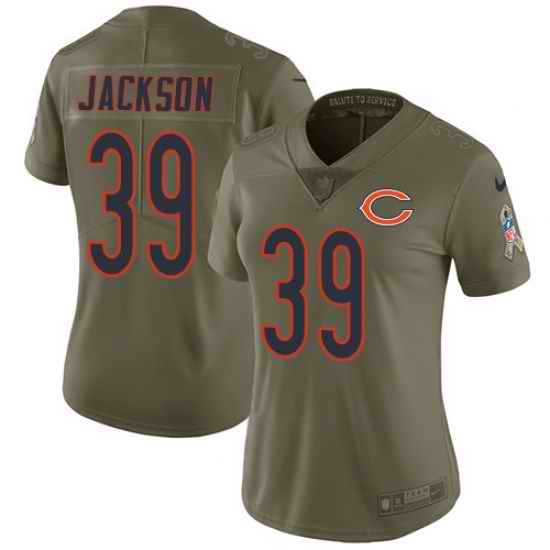 Nike Bears #39 Eddie Jackson Olive Womens Stitched NFL Limited 2017 Salute to Service Jersey